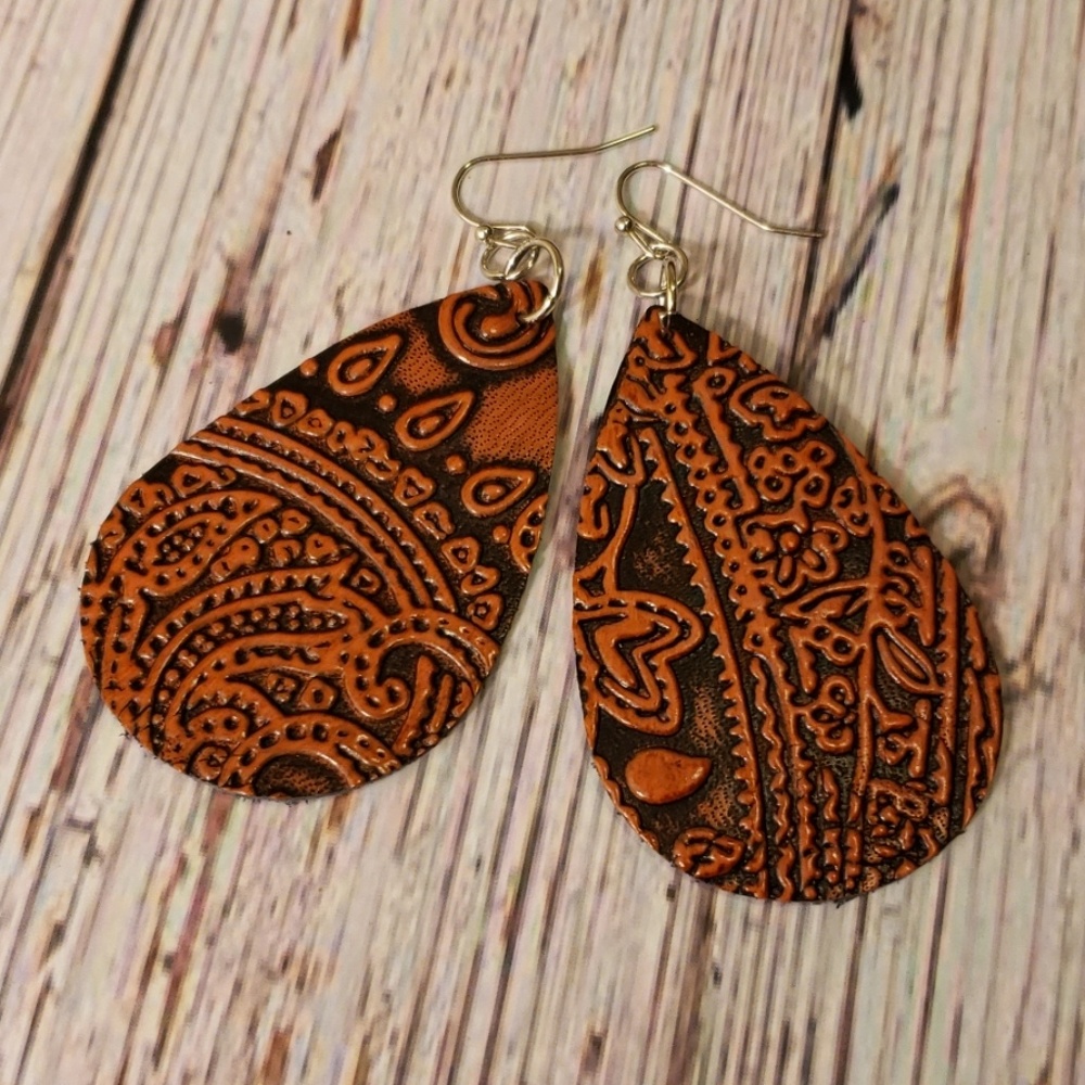 Tooled Leather Earrings
